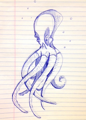 skull octopus doodle